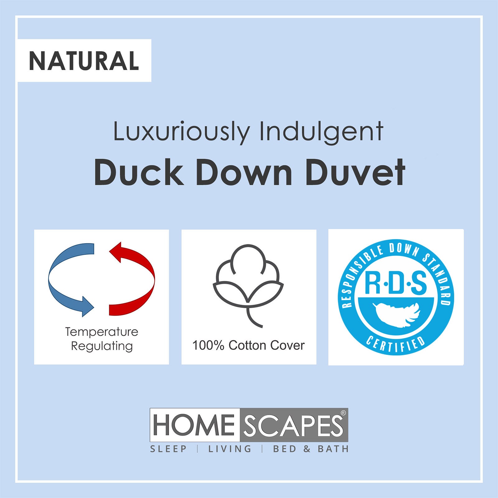 Luxury White Duck Down 4.5 Tog Summer Duvet | Super King | White