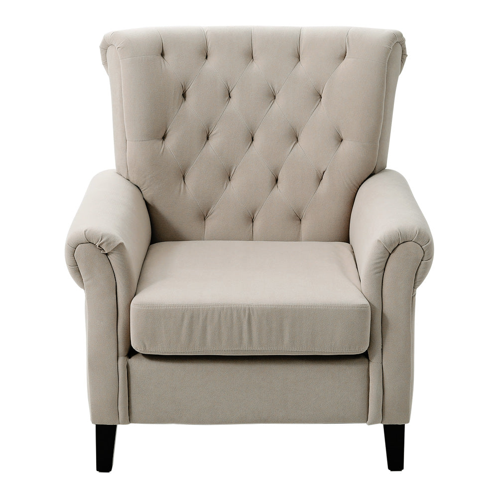 Tufted Upholstered Wingback Armchair– Elegant Accent Chair | Beige