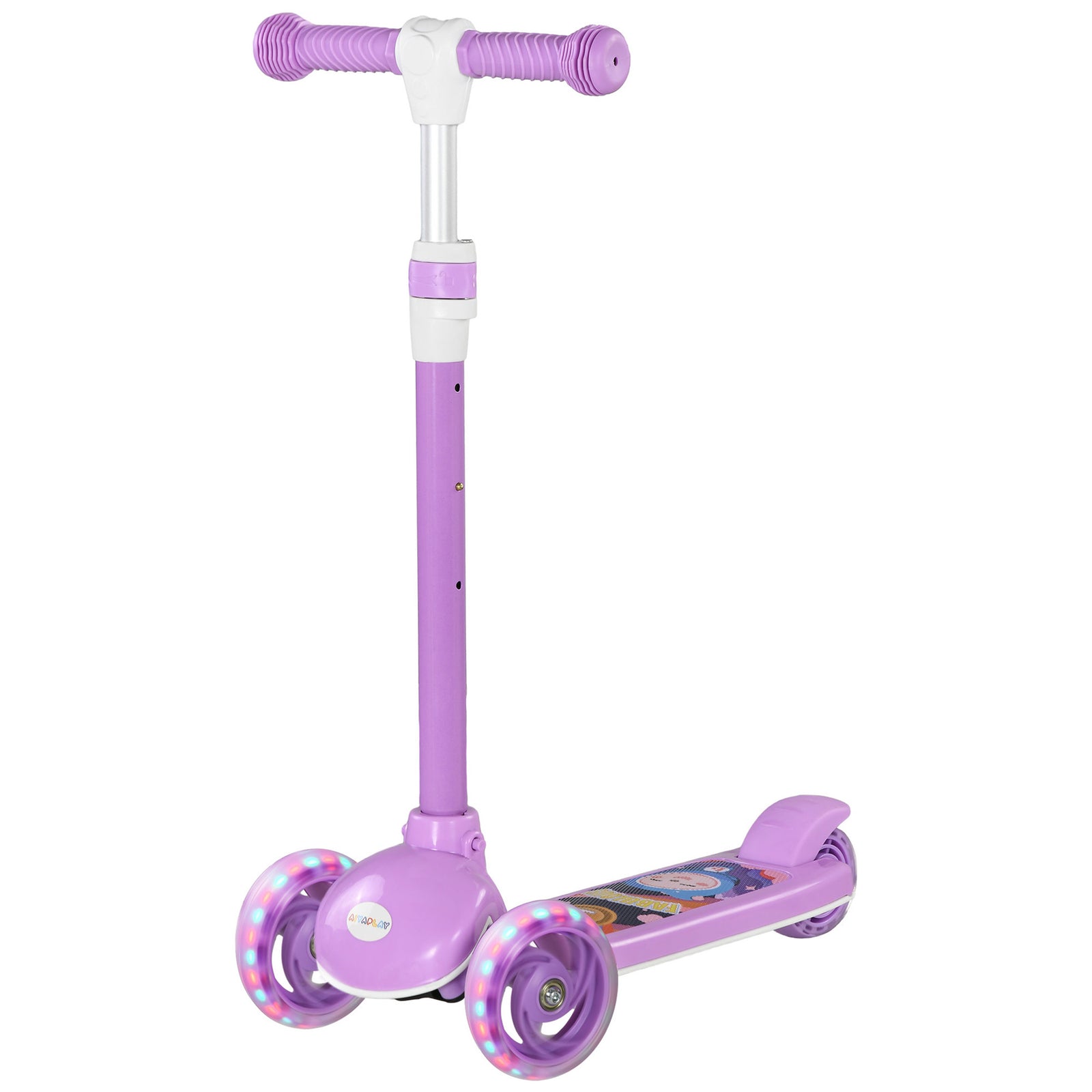 Kids 3 Wheel Scooter For 2-6 Years Old W/ Adjustable Height | Purple