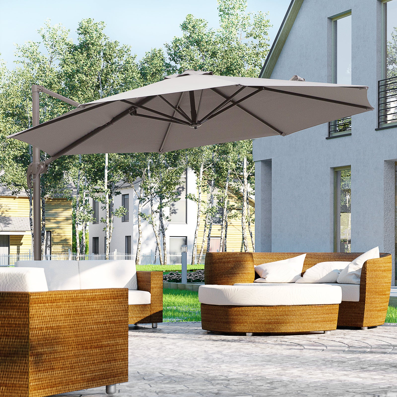 3m Hanging Parasol W/ Cross Base