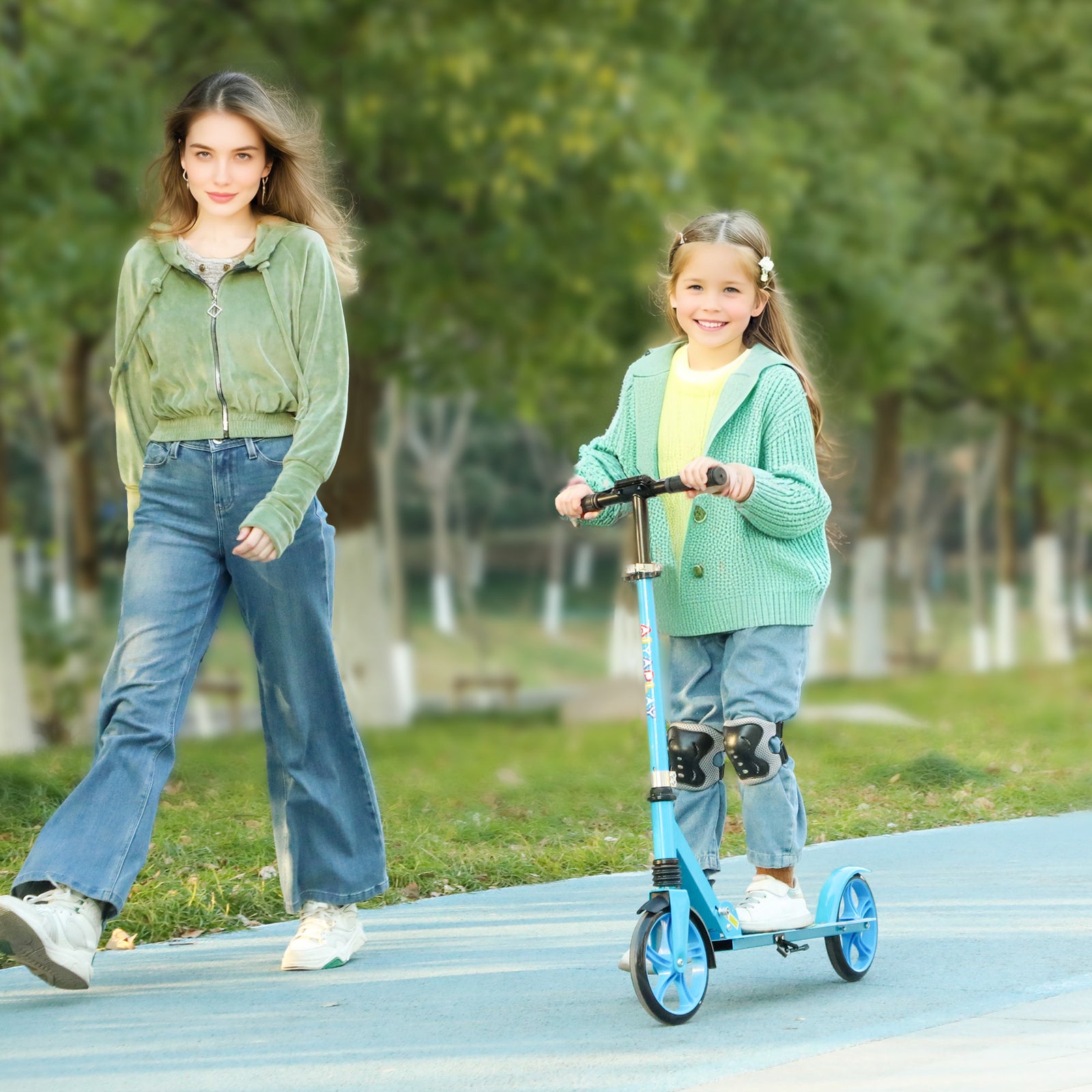Kids Scooter, Foldable Kick Scooter W/ Adjustable Handlebar | Blue