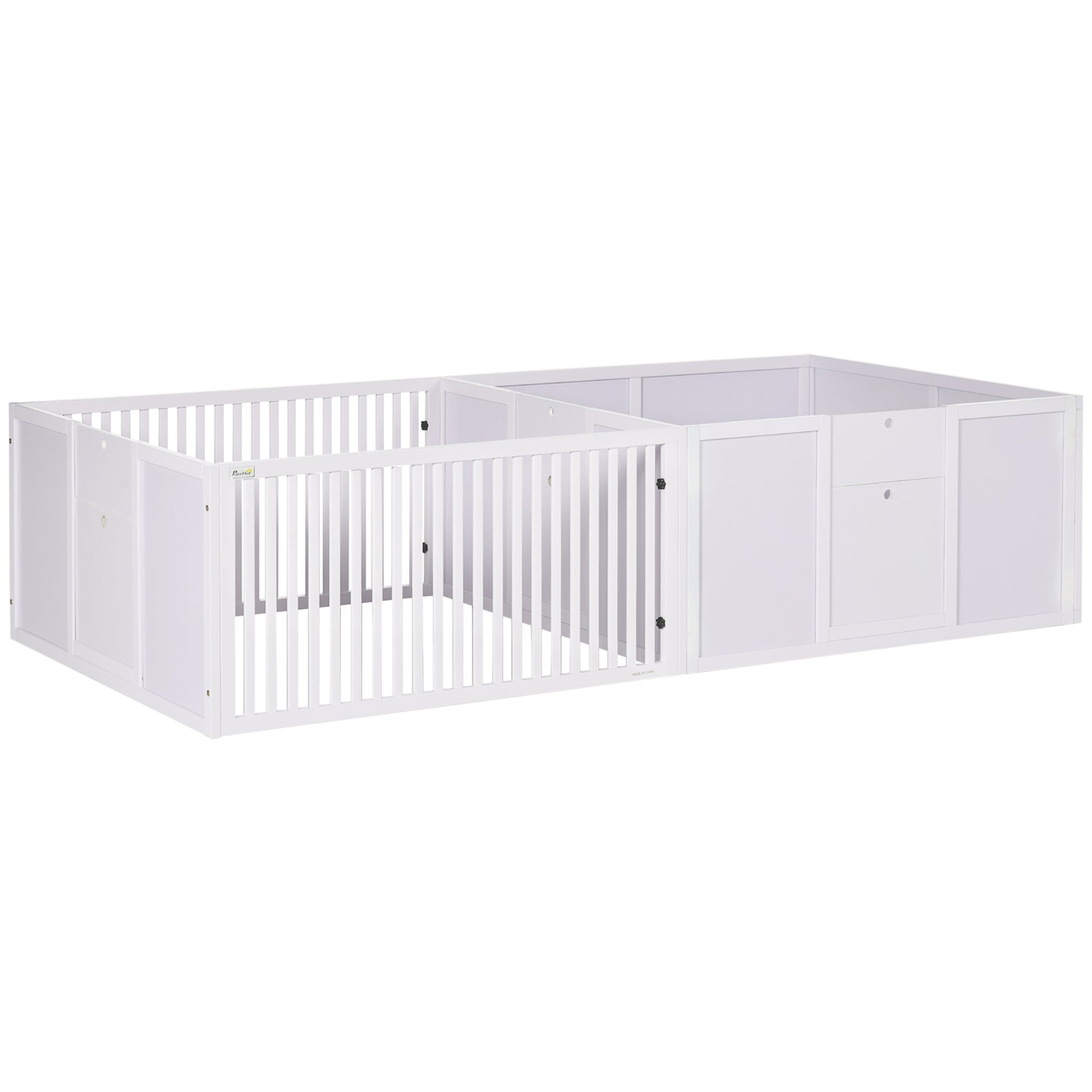 Wooden Dog Pen Pet Playpen 7 Panels Puppy Pen For Indoors - White