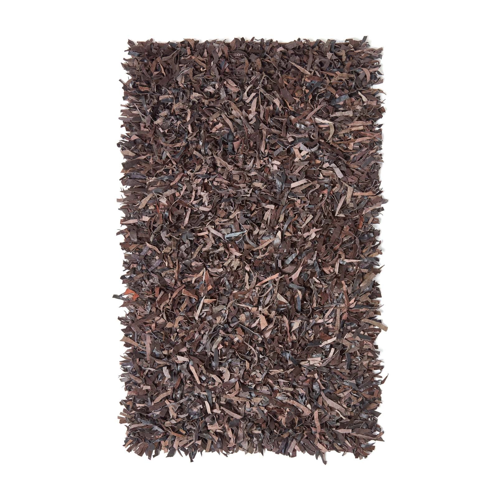 Dallas Leather Shaggy Rug | 150cm x 240cm | Chocolate