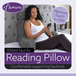 Luxurious Xl Reading Pillow Detachable Headrest, Soft Ribbed Faux Fur, Memory Foam Cuddle Cuddle Cushion Backrest | XL | Grey