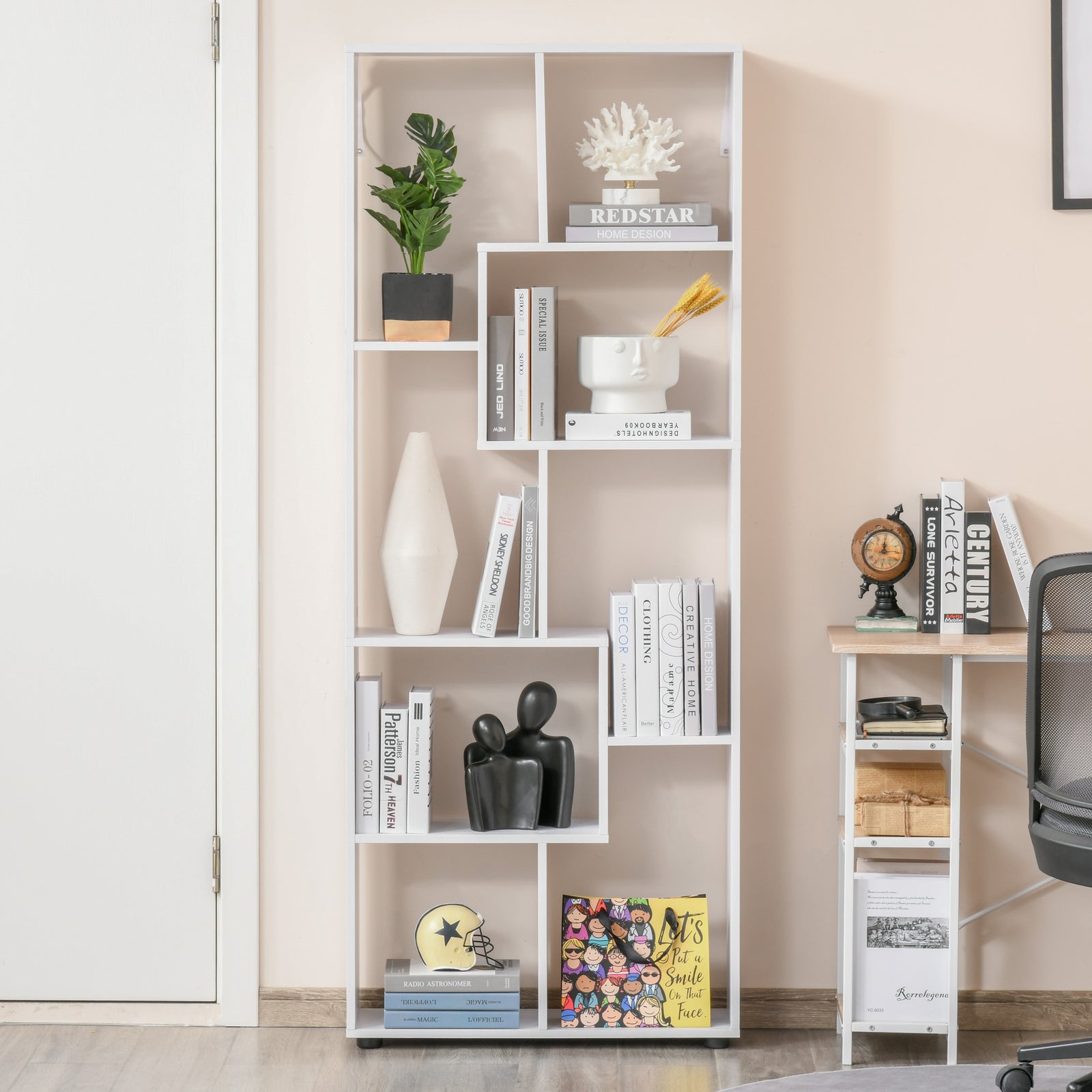 Multipurpose 8 Grid Bookshelf Decorative Shelf | One Size | White