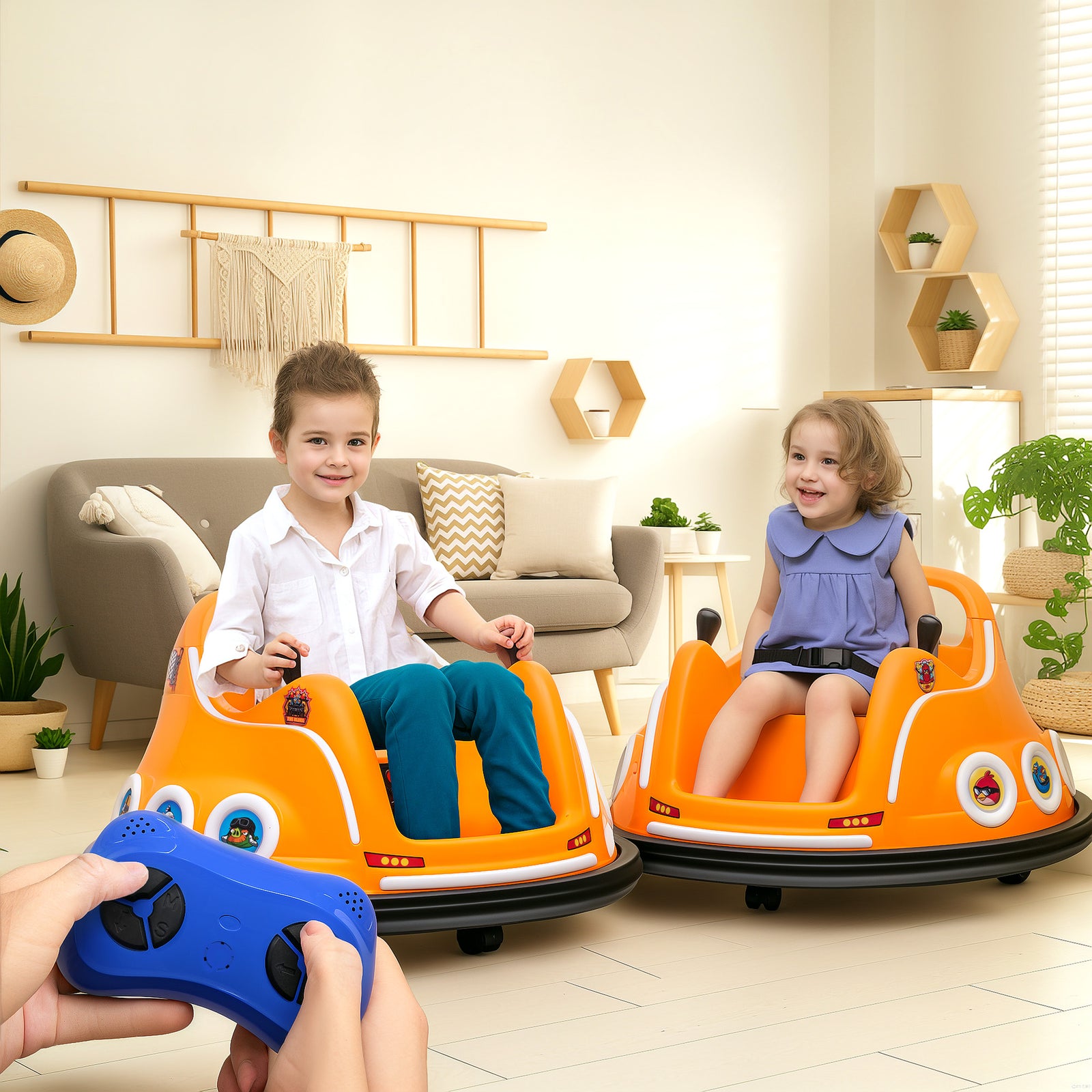 Angry Bird Licensed 12v Kids Bumper Car W/ Joysticks, Remote | Orange