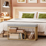 Shoe Storage Bench With Seat Cushion Tufted Shoe Rack Bench | Grey