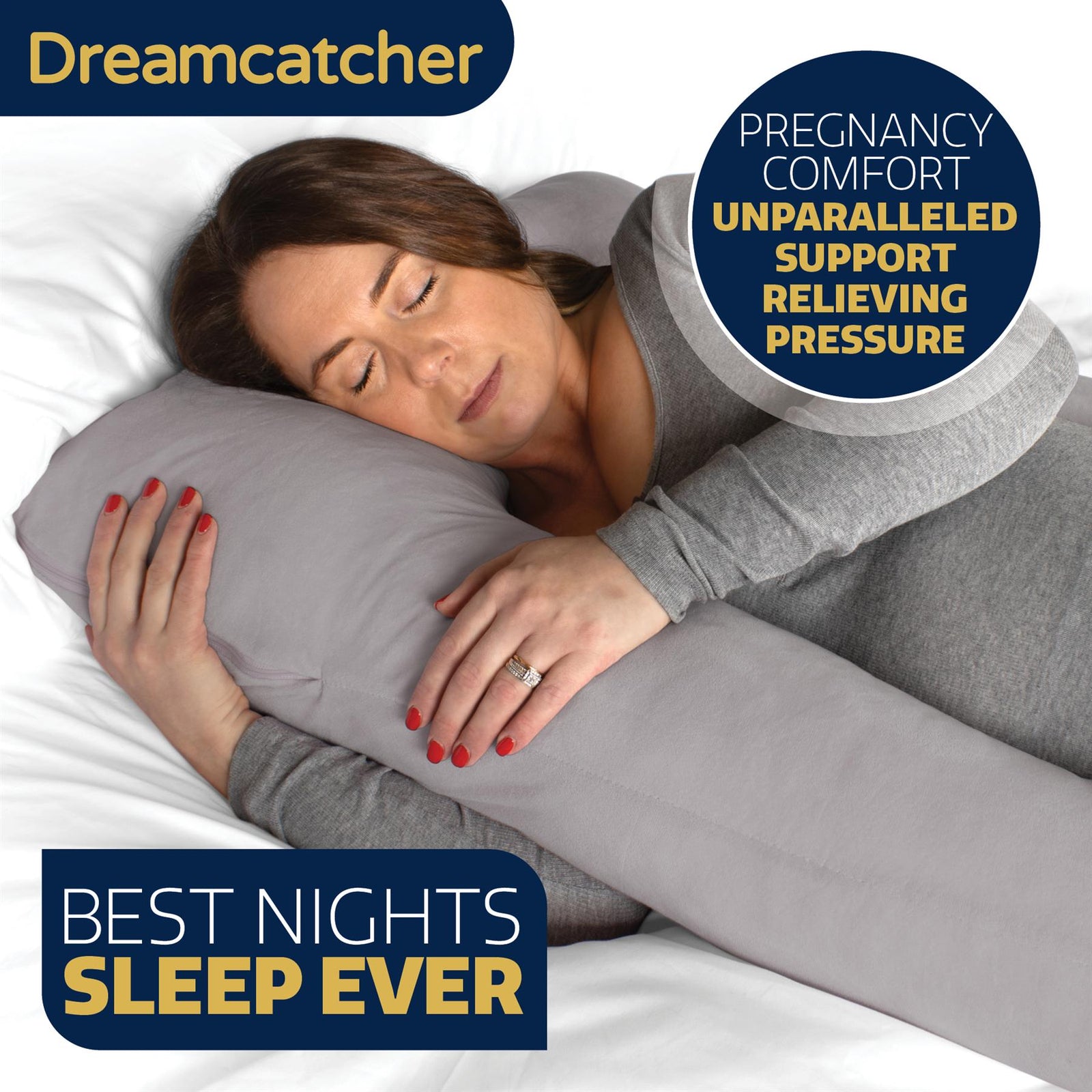 U Shaped Pregnancy Pillow, Maternity Cushion Machine Washable & Removable Velvet Cover | U Shape | Grey