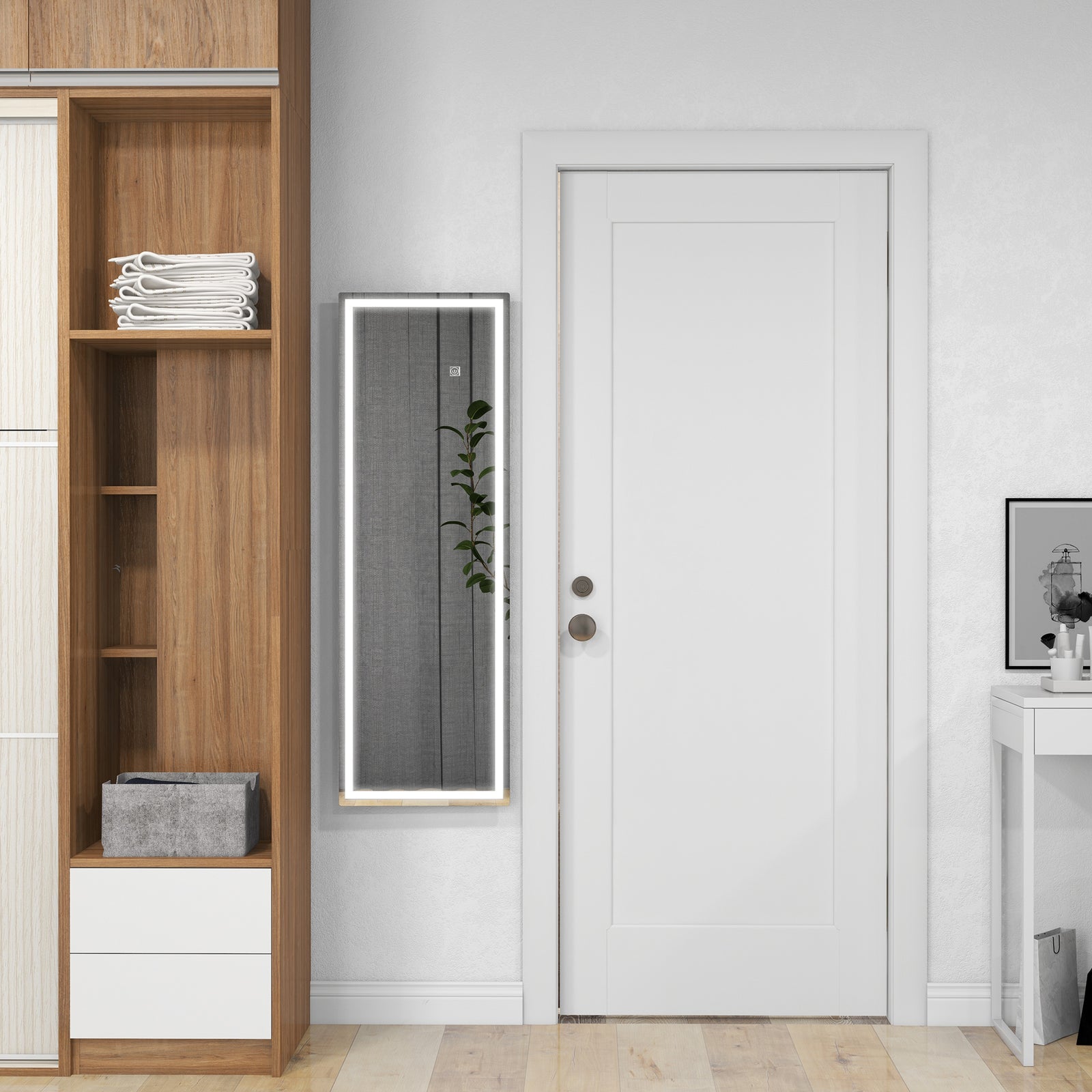 Full Length Wall Mirror With Dimming Led Lights, Smart Touch