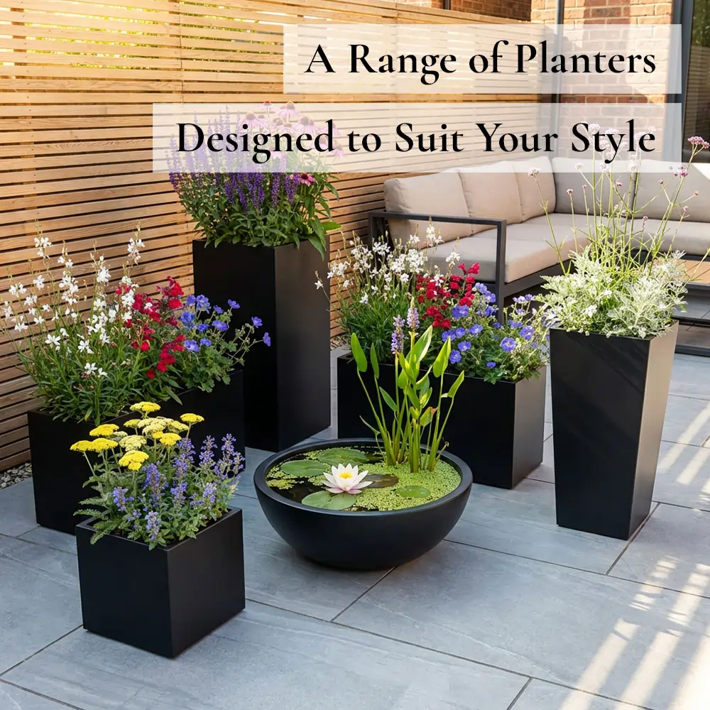 Zinc Galvanised Trough Planter | 70cm x 24cm x 24cm | Matte Black