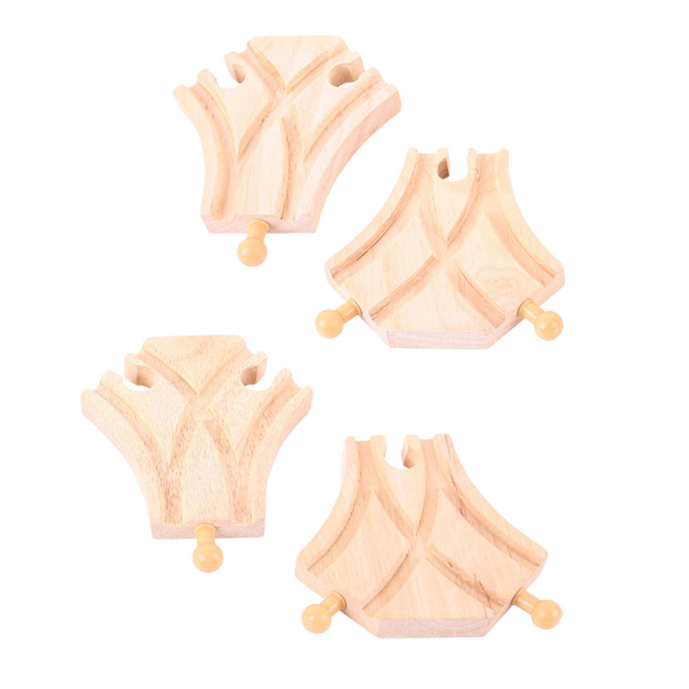 4 Curved Turnout Pieces for Wooden Train Sets