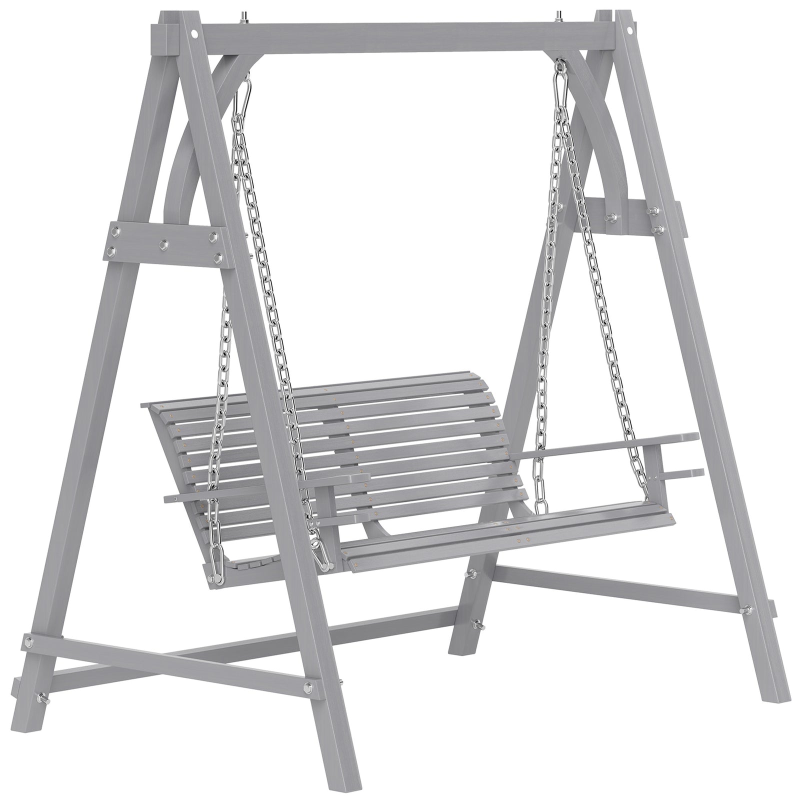 2 Seater Wooden Garden Swing Seat Hammock Bench Lounger