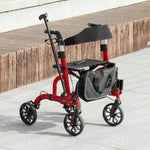 Lightweight Walking Frame With Seat And Backrest | Red