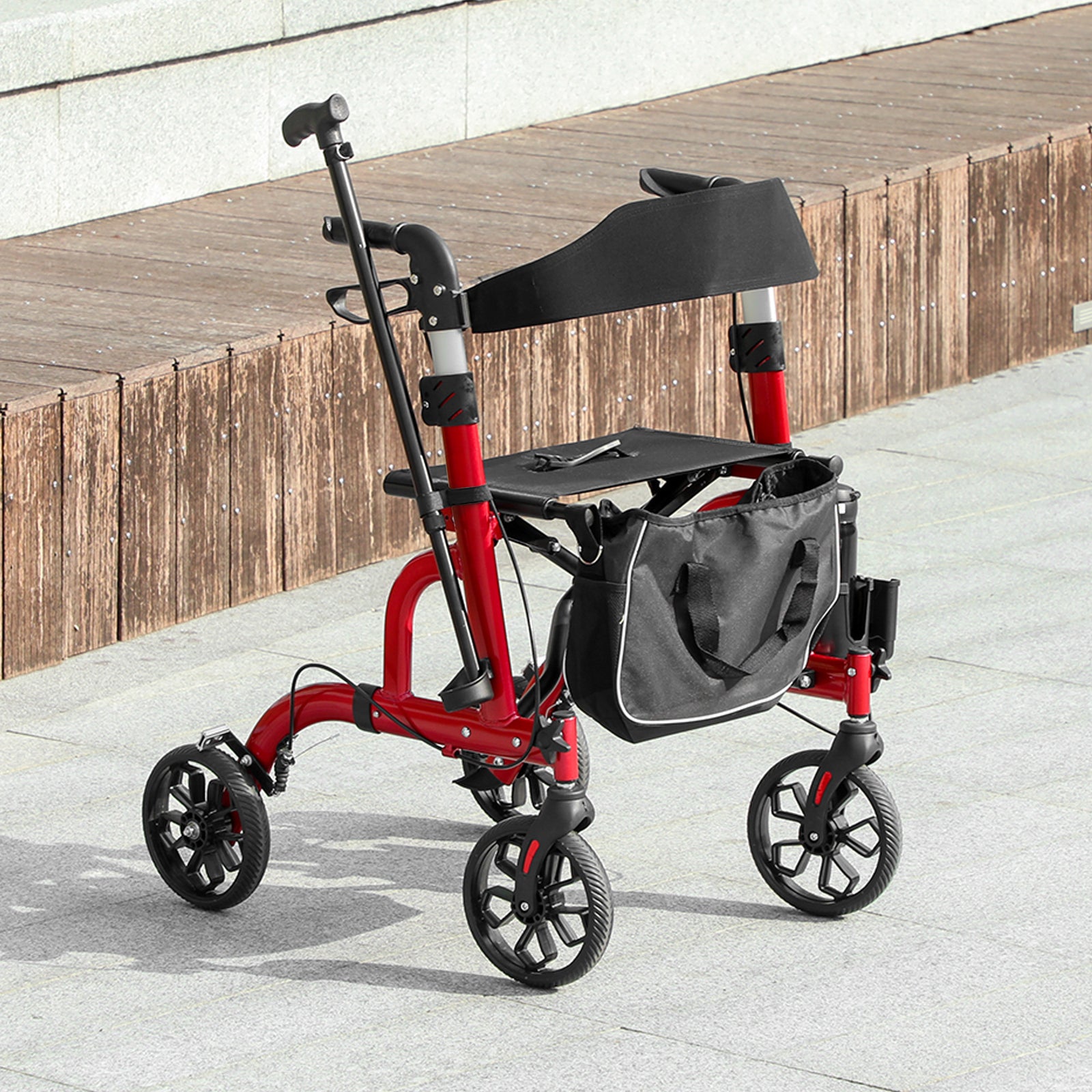 Lightweight Walking Frame With Seat And Backrest | Red