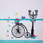 Turkish Cotton Embroidered Bicycle White Towel | Hand Towel | White