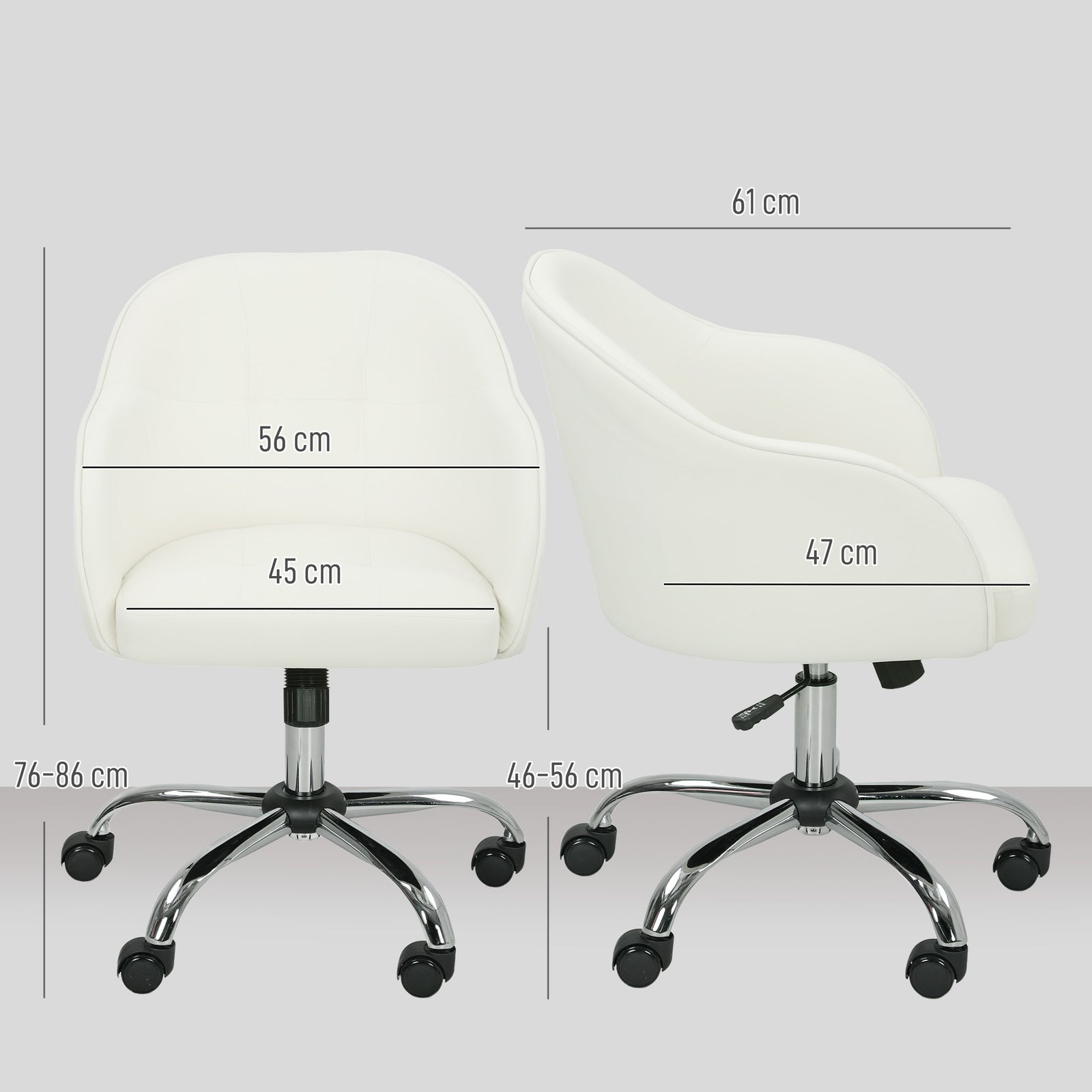 Vanity Chair For Desk, Wheels | Cream