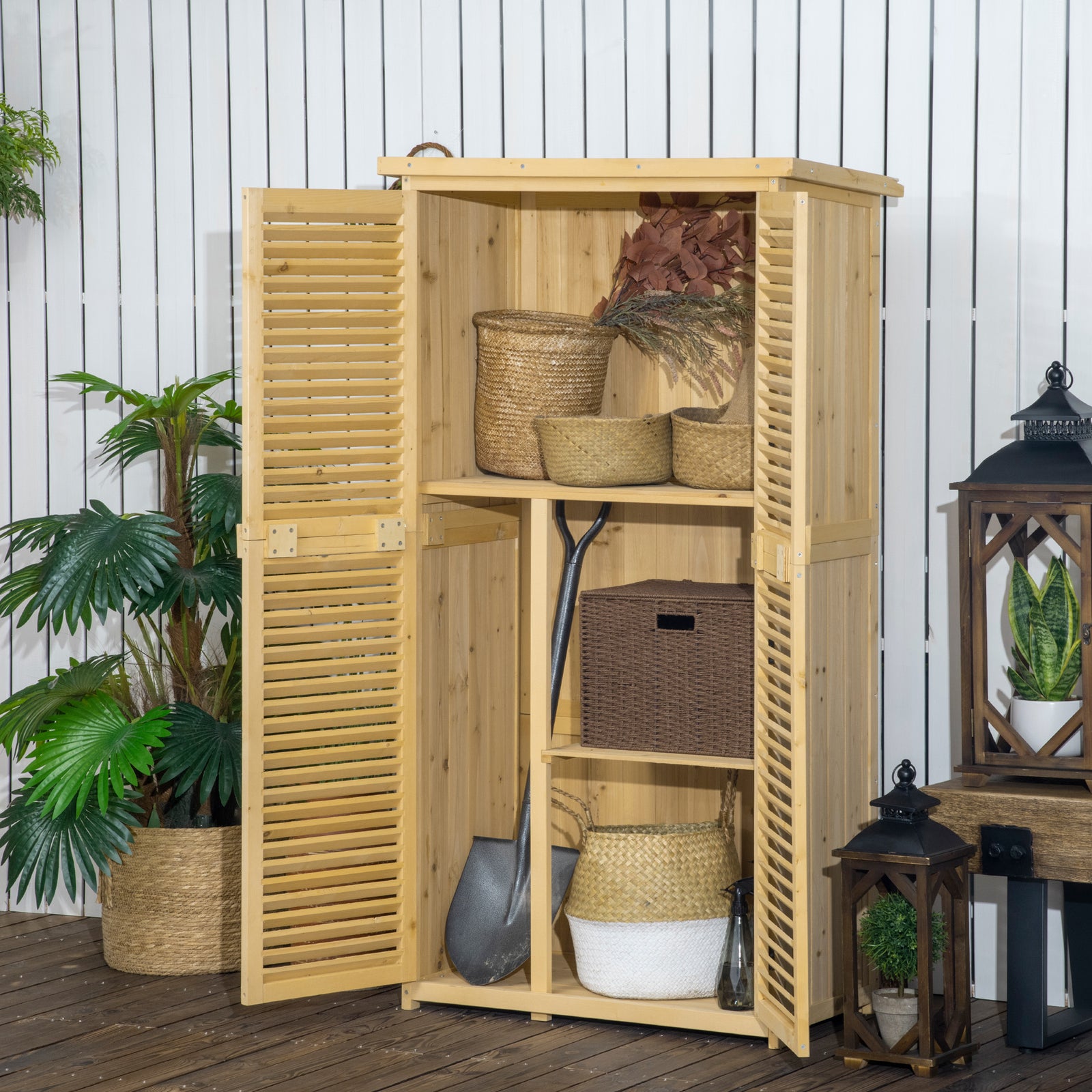 87x47x160cm Wooden Garden Shed With Asphalt Roof