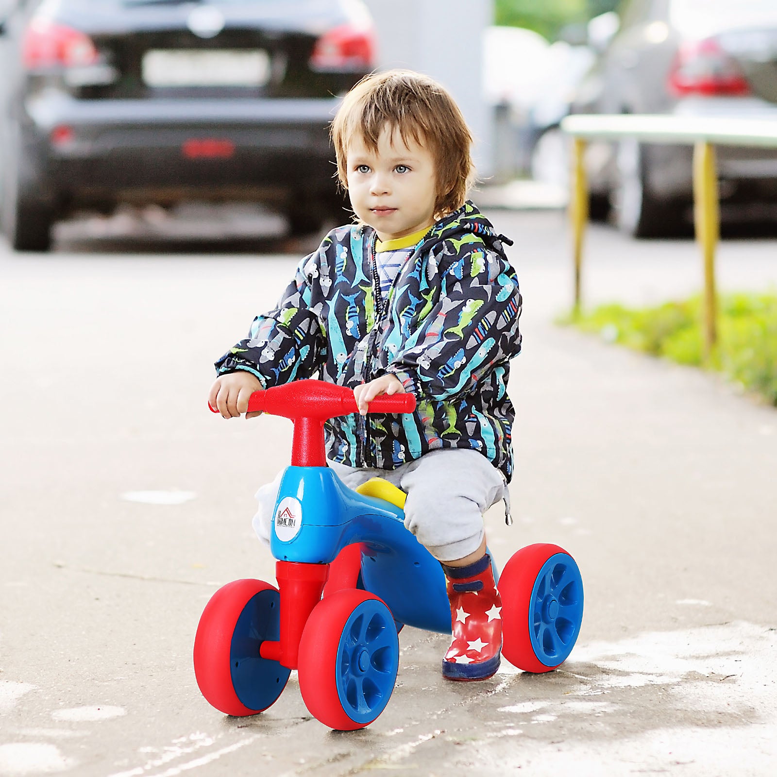 Baby Balance Bike W/rubber Wheels, Storage Bin | Blue