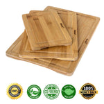 BlauKe Wood Cutting Boards For Kitchen - Bamboo Cutting Board Set With Juice Groove And Handles - Wooden Chopping Board