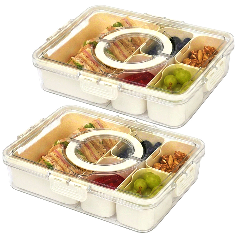Livivo 2 Pack Snack Organiser Boxes With 5 Removable Trays