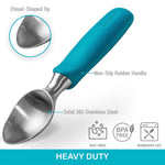 BlauKe Stainless Steel Ice Cream Scoop - Professional Ice Cream Scooper With Comfortable Non-slip Rubber Grip - Dishwasher Safe