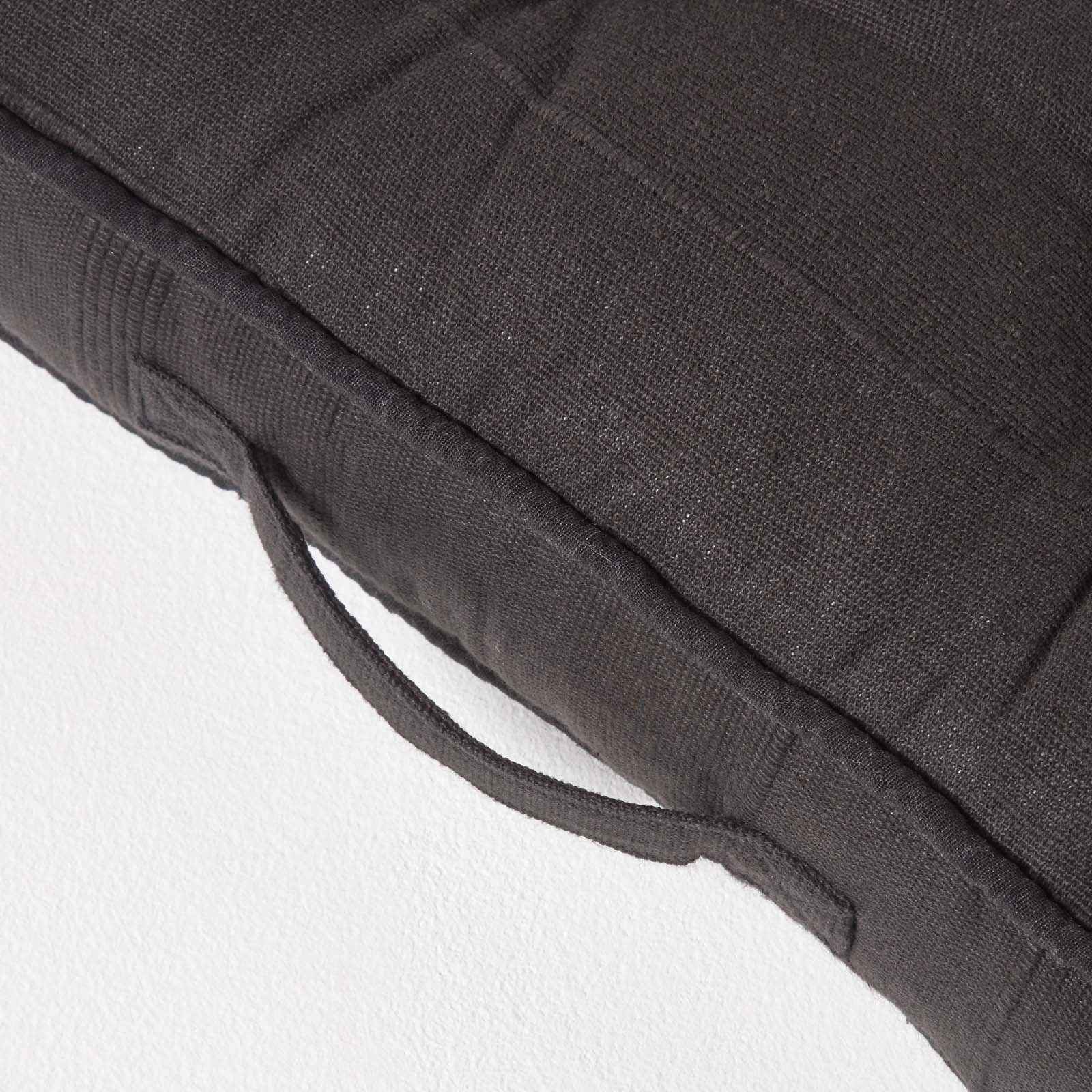 Rajput Ribbed Cotton Floor Cushion | 40cm x 40cm | Black