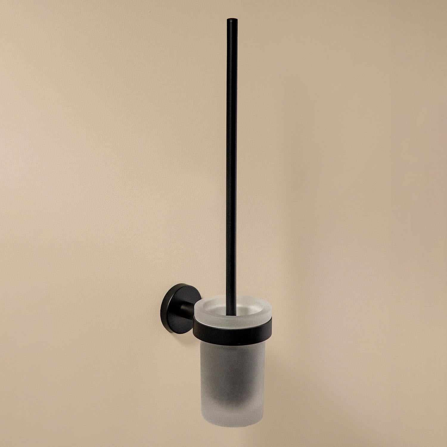 Toilet Brush, Matt Black, Wall-mounted, Glass And Metal,start Collection