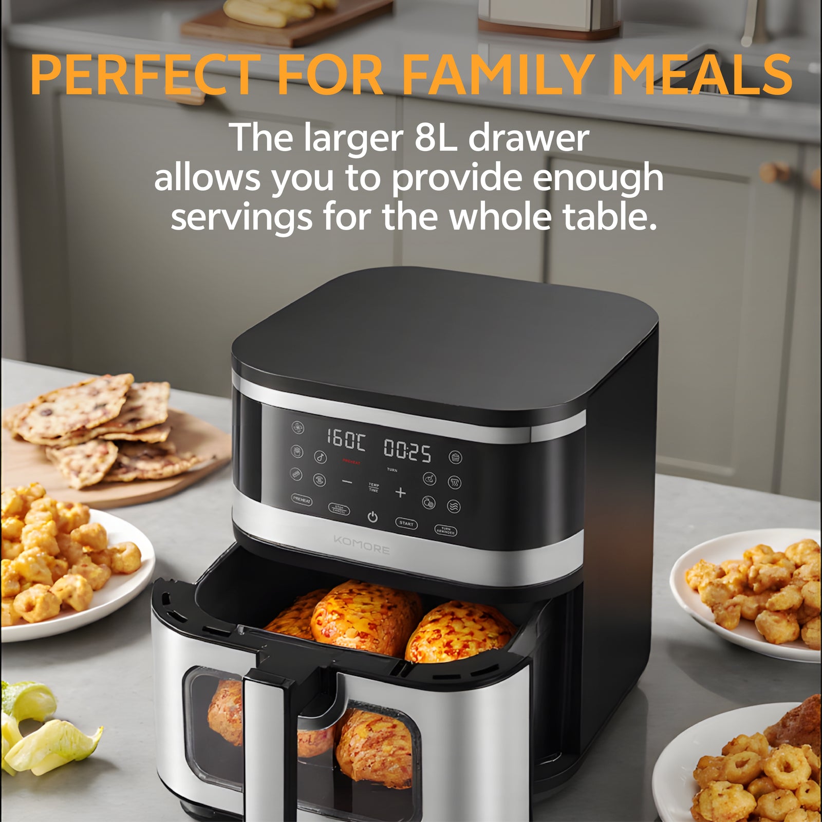 8l Digital Air Fryer With 10 Cooking Modes, 1700w Rapid Hot Air Circulation, Viewing Window, Quiet Operation, Non-stick Basket, And Overheat Protection
