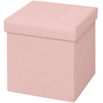 Foldable Sherpa Fleece Storage Ottoman, 38 x 38 x 38cm | Pink