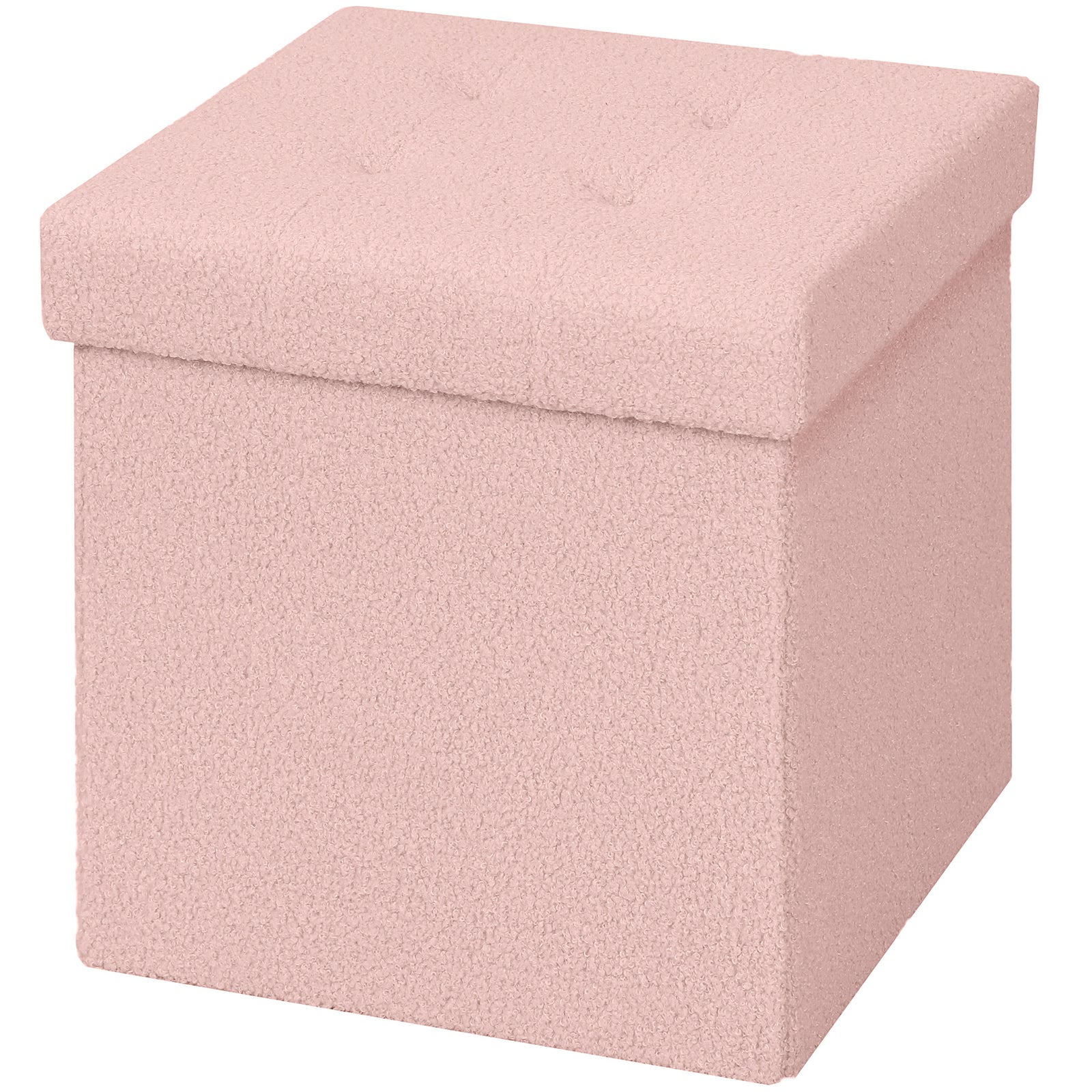 Foldable Sherpa Fleece Storage Ottoman, 38 x 38 x 38cm | Pink