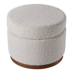 Round Beige Ottoman Storage Stool Seat