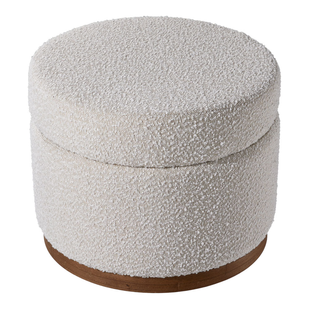 Round Beige Ottoman Storage Stool Seat