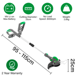 Cordless Garden Grass Strimmer Trimmer 18v Lithium Ion Rechargeable