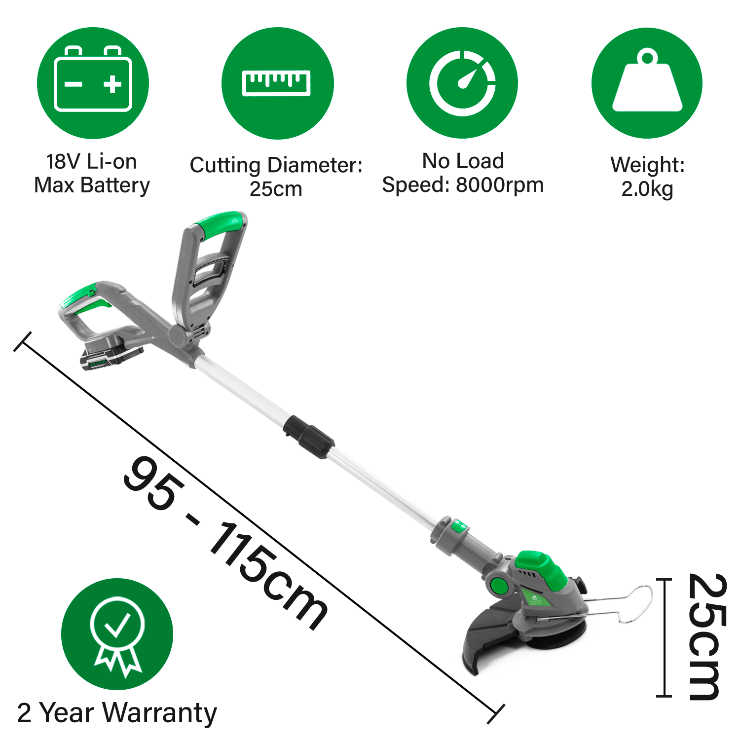 Cordless Garden Grass Strimmer Trimmer 18v Lithium Ion Rechargeable