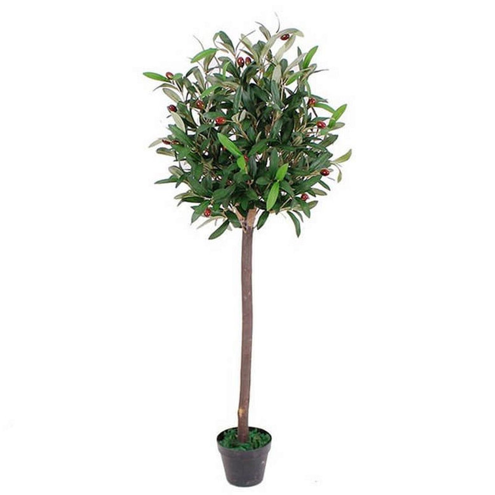 120cm  Design Uk Realistic Artificial Olive Tree In Black Plastic Pot
