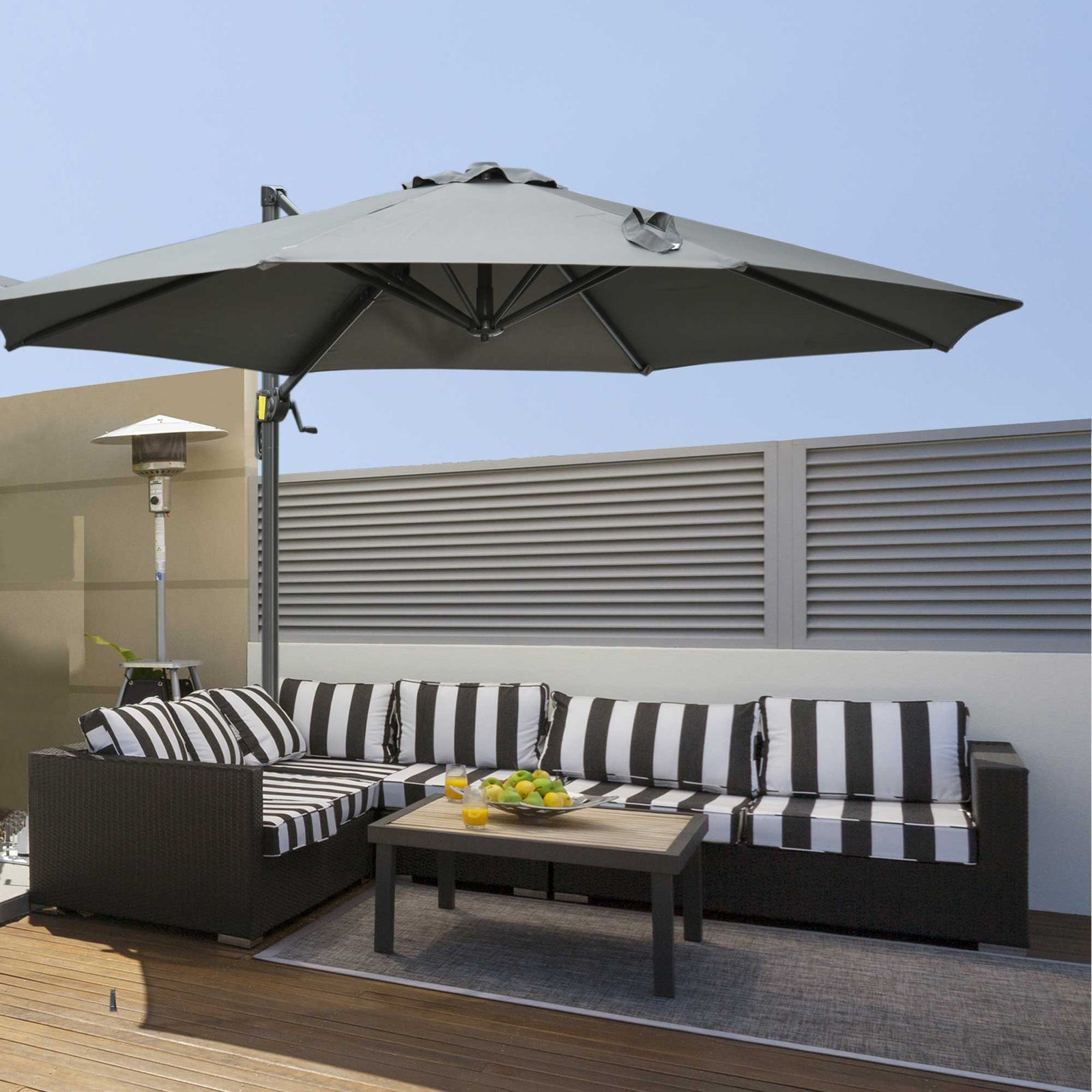 3m Cantilever Parasol W/ 360° Rotation & Base