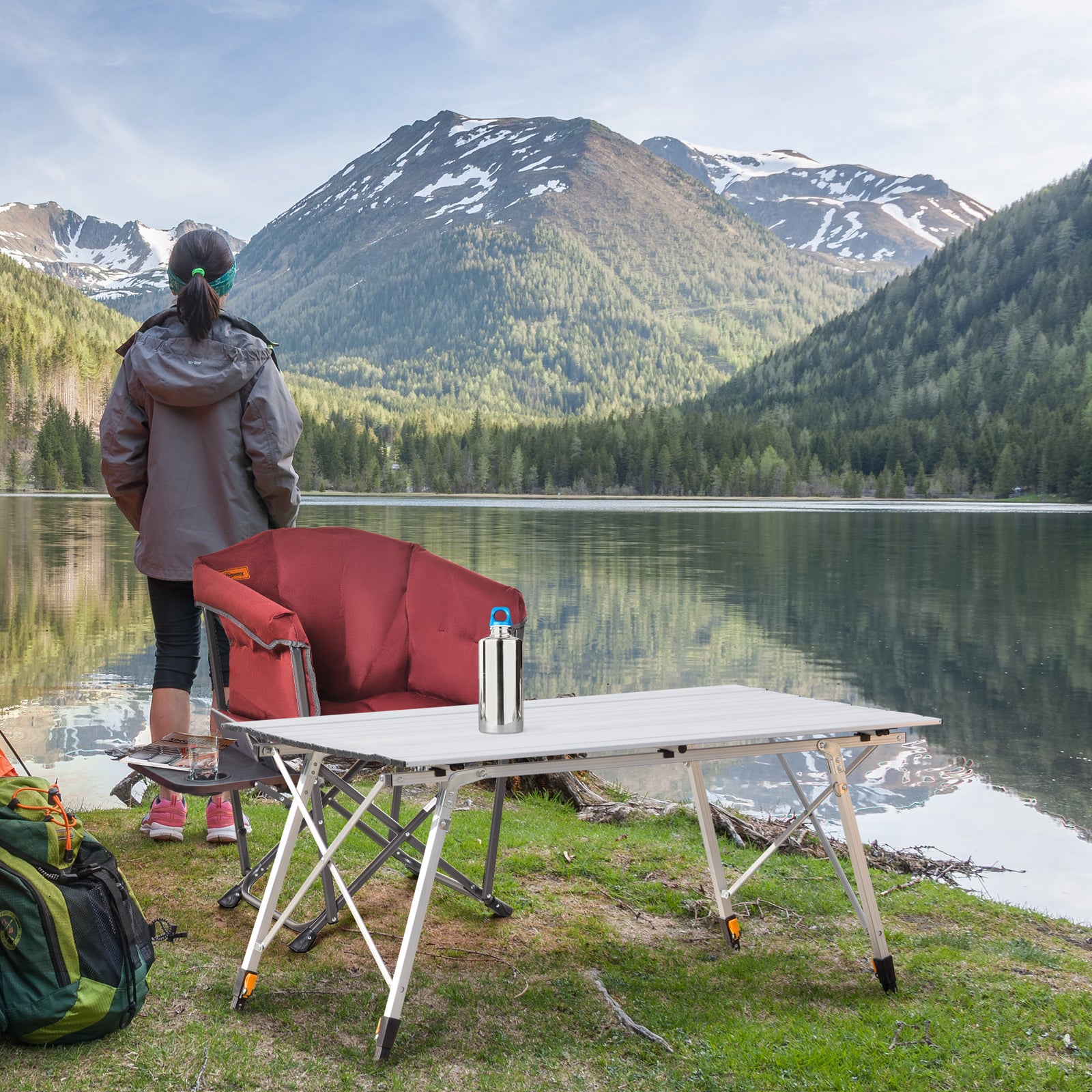 Portable Roll-up Aluminium Folding Picnic Table Outdoor