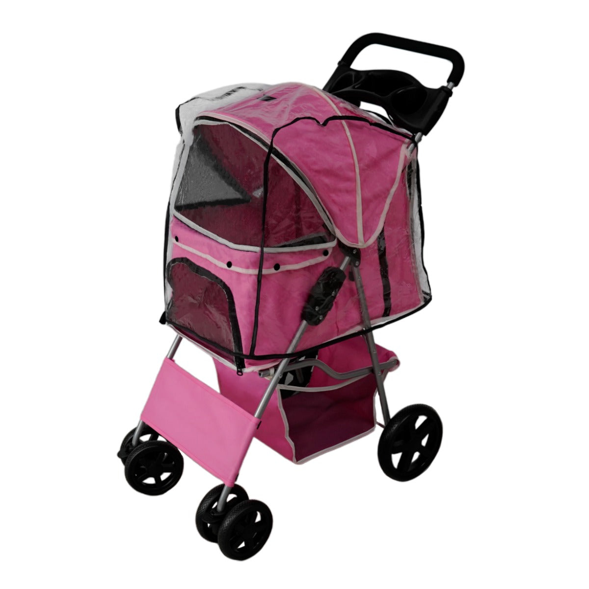 Pet Stroller With Rain Cover | Pink