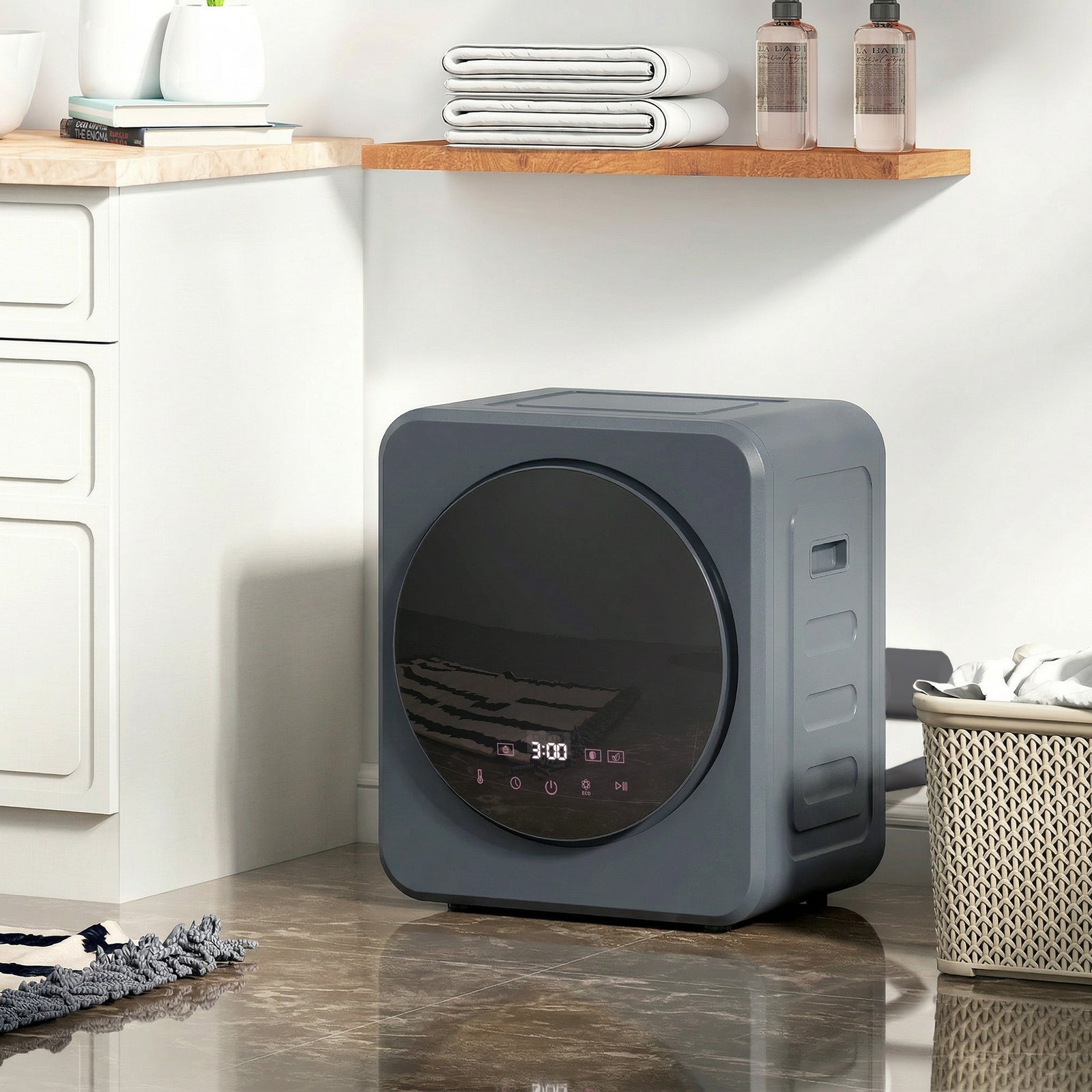 800w Compact Dryer Machine, 4kg Small Vented Tumble Dryer | Grey