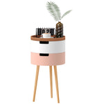 3-tier Round Side Table, Wood Legs, Multicolour