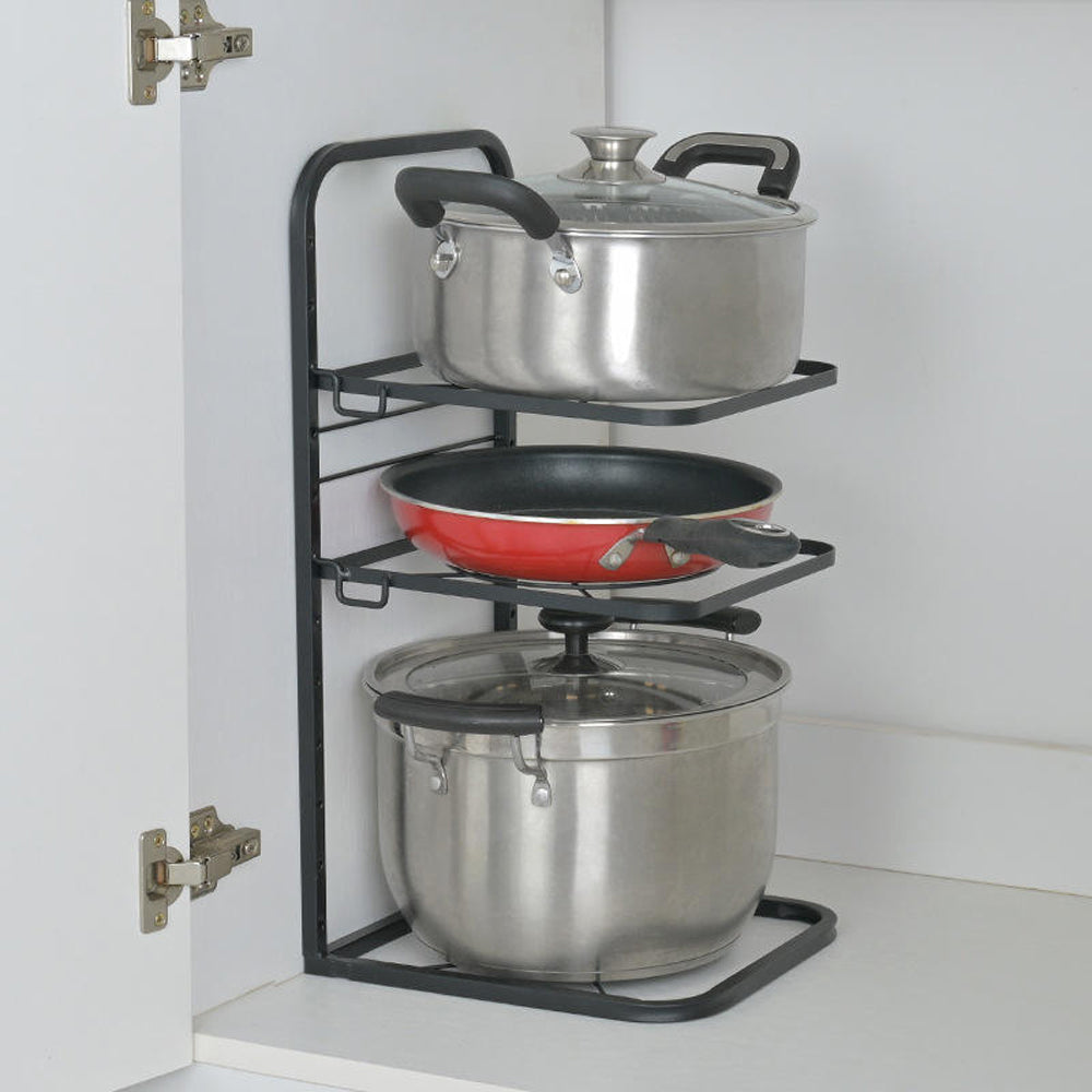 Kitchen Pot Pan Organizer Rack Adjustable Cookware Holder Stand