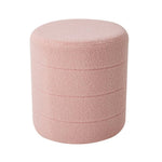 Round Teddy Fleece Upholstered Footstool | Pink