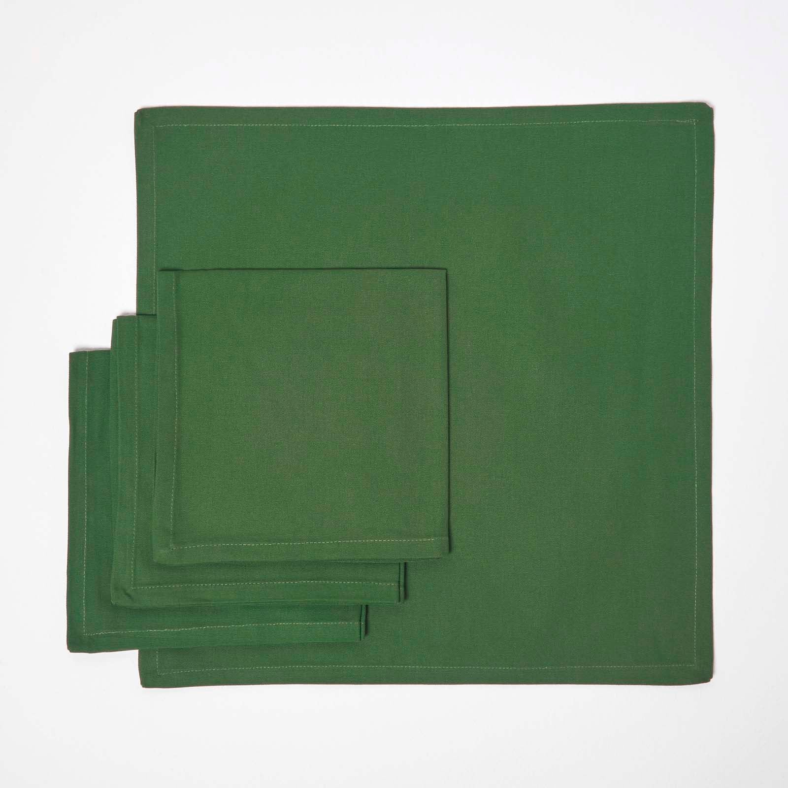 Plain Cotton Fabric 4 Napkins Set | 45cm x 45cm | Dark Green