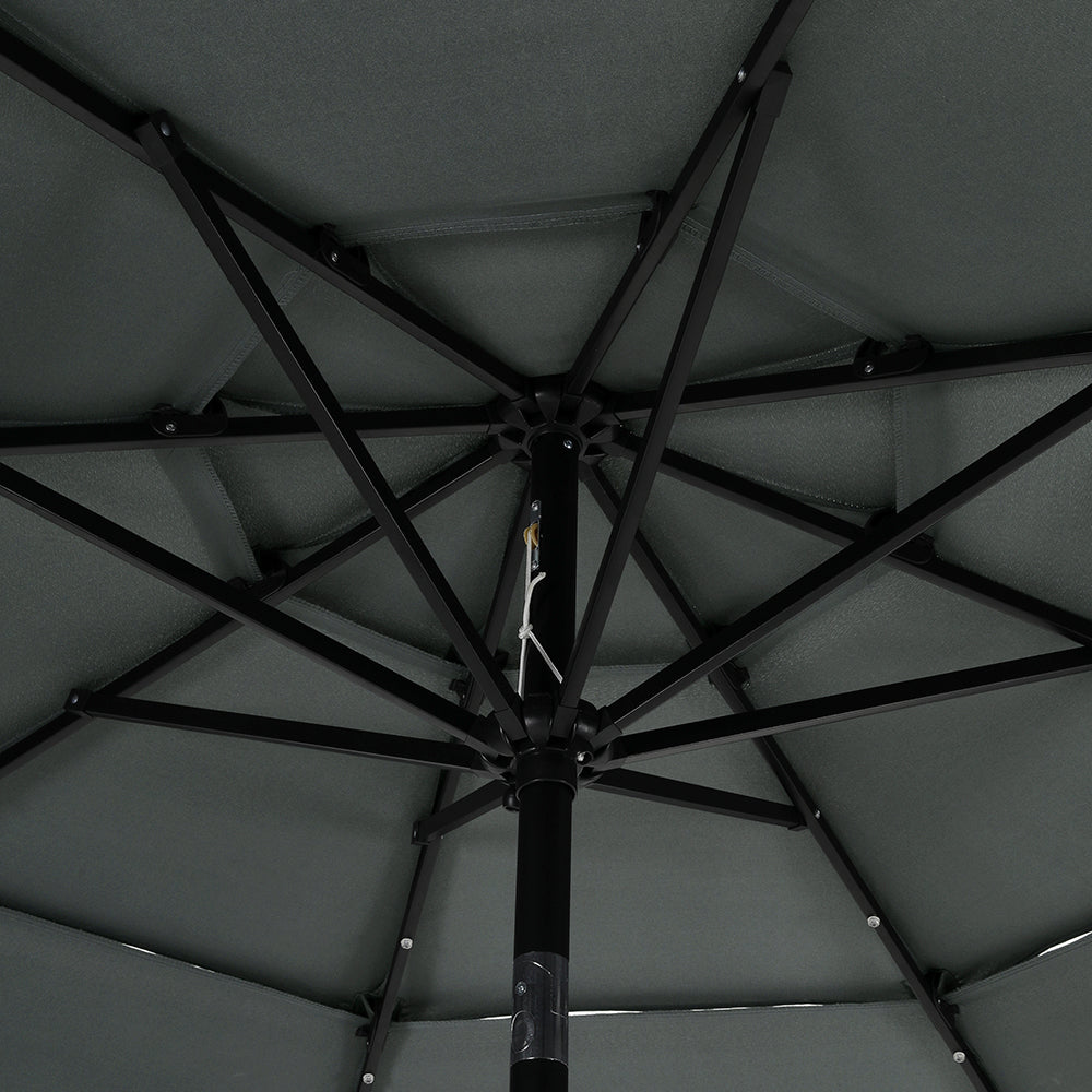 3m 3-tier Solar Led Patio Umbrella With 32 Led Lights, Crank Lift & Push-button Tilt Without Base