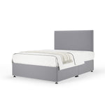 Plush Velvet Divan Base And Plain Headboard | Small Single | Silver