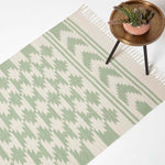 Turin Green & Natural Kilim Cotton Rug | Extra Large | Green