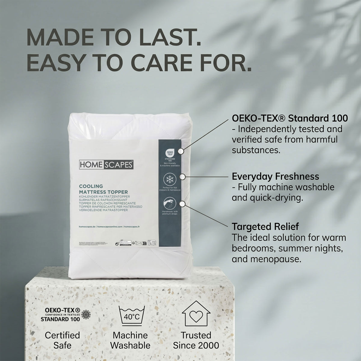 Advanced Cooling Mattress Topper | EU Double | White