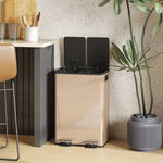 2 X 28l Dual Kitchen Bin Pedal Bin For Recycling And Waste | Gold