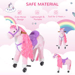 Child Boys Walking Horse Riding Toy Plush Walk Pony Wheels W/ Sound | Pink