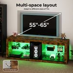 Tv Unit Cabinet Stand Led Storage Height Adjustable Living Room Wood Rgb | Brown